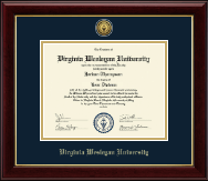Virginia Wesleyan University diploma frame - Gold Engraved Medallion Diploma Frame in Gallery