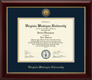 Virginia Wesleyan University diploma frame - Gold Engraved Medallion Diploma Frame in Gallery