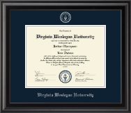 Virginia Wesleyan University Silver Embossed Diploma Frame in Midnight