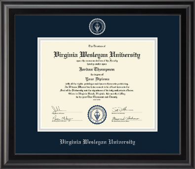Virginia Wesleyan University diploma frame - Silver Embossed Diploma Frame in Midnight