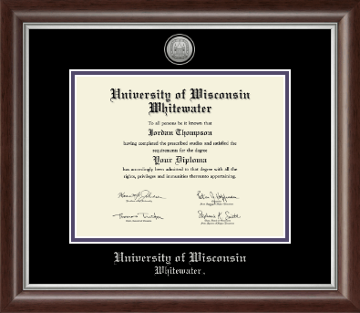 University of Wisconsin Whitewater diploma frame - Silver Engraved Medallion Diploma Frame in Devonshire