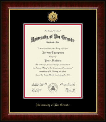 University of Rio Grande diploma frame - Gold Engraved Medallion Diploma Frame in Murano