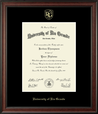 University of Rio Grande diploma frame - Gold Embossed Diploma Frame in Studio