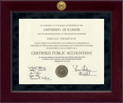 Certified Public Accountant certificate frame - Millennium Gold Engraved Certificate Frame in Cordova