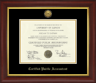 Certified Public Accountant Gold Engraved Medallion Certificate Frame in Redding