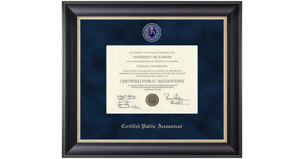 6"x8" Regal Edition Certificate Frame in Noir Certified Public