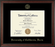 University of California Davis Gold Embossed Diploma Frame in Studio