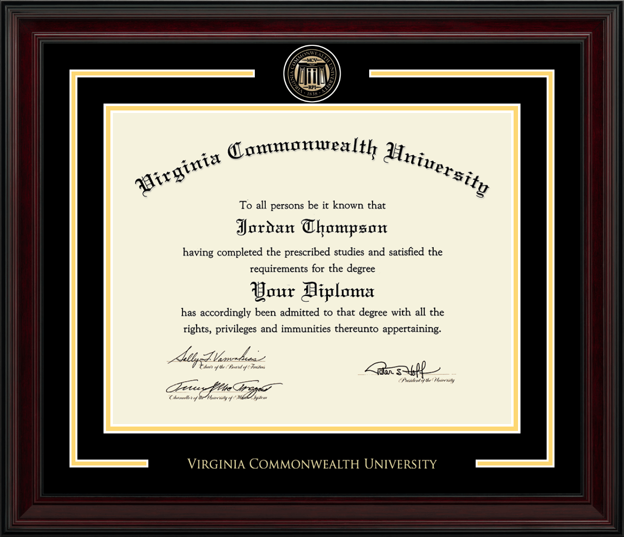 Virginia Commonwealth University Showcase Edition Diploma Frame in