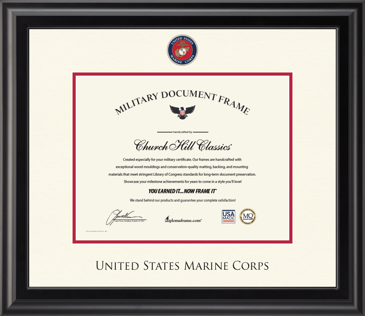 United States Marine Corps Dimensions Certificate Frame in Midnight