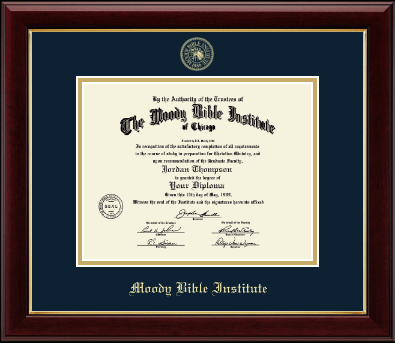 Moody Bible Institute diploma frame - Gold Embossed Diploma Frame in Gallery