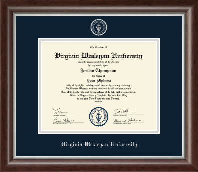 Virginia Wesleyan University diploma frame - Silver Embossed Diploma Frame in Devonshire