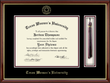 Texas Woman's University diploma frame - Tassel & Cord Diploma Frame in Southport Gold