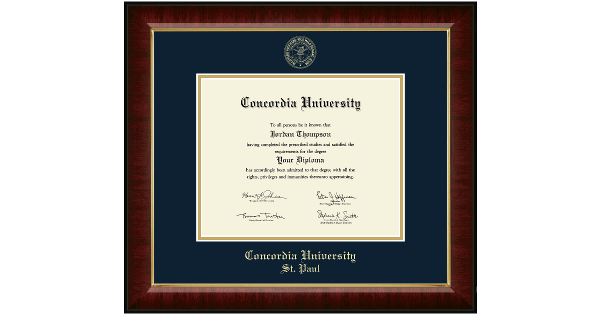 Gold Embossed Diploma Frame in Murano Concordia University Saint Paul