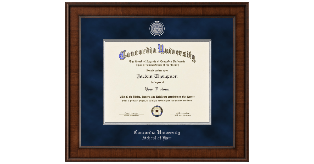 Concordia Portland School of Law Diploma Frames Church Hill Classics