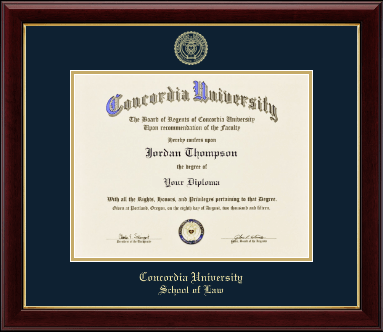 Concordia University Portland diploma frame - Gold Embossed Diploma Frame in Gallery