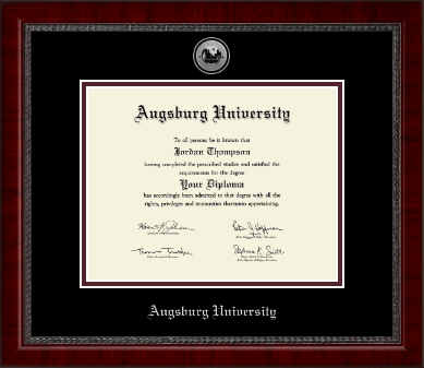 Augsburg University diploma frame - Silver Engraved Medallion Diploma Frame in Sutton