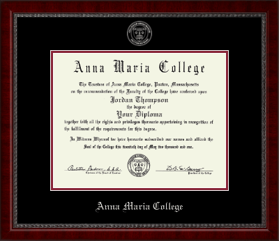 Anna Maria College diploma frame - Silver Embossed Diploma Frame in Sutton