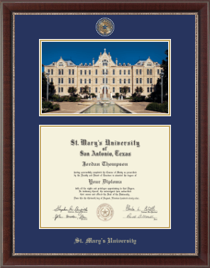 St. Mary's University diploma frame - Campus Scene Masterpiece Diploma Frame in Chateau