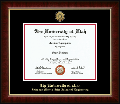 The University of Utah diploma frame - Gold Engraved Medallion Diploma Frame in Murano