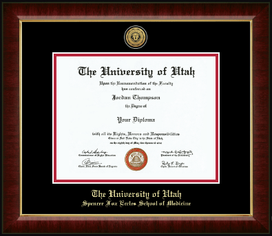 The University of Utah diploma frame - Gold Engraved Medallion Diploma Frame in Murano