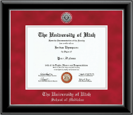 The University of Utah Silver Engraved Medallion Diploma Frame in Onyx Silver