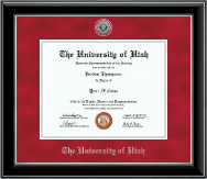 The University of Utah diploma frame - Silver Engraved Medallion Diploma Frame in Onyx Silver