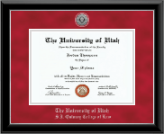 The University of Utah Silver Engraved Medallion Diploma Frame in Onyx Silver