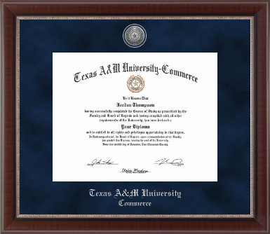 Texas A&M University - Commerce diploma frame - Silver Engraved Medallion Diploma Frame in Chateau