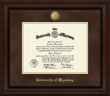 University of Wyoming diploma frame - 23K Medallion Diploma Frame in Lenox