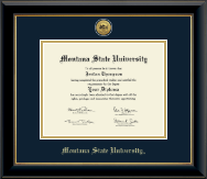 Montana State University Bozeman Gold Engraved Medallion Diploma Frame in Onyx Gold