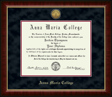 Anna Maria College diploma frame - Gold Engraved Medallion Diploma Frame in Murano