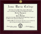 Anna Maria College diploma frame - Century Gold Engraved Diploma Frame in Cordova