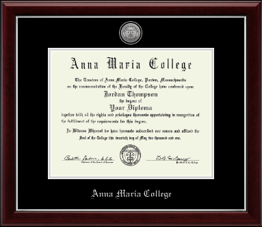 Anna Maria College diploma frame - Silver Engraved Medallion Diploma Frame in Gallery Silver