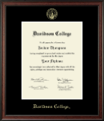 Davidson College Gold Embossed Diploma Frame in Studio