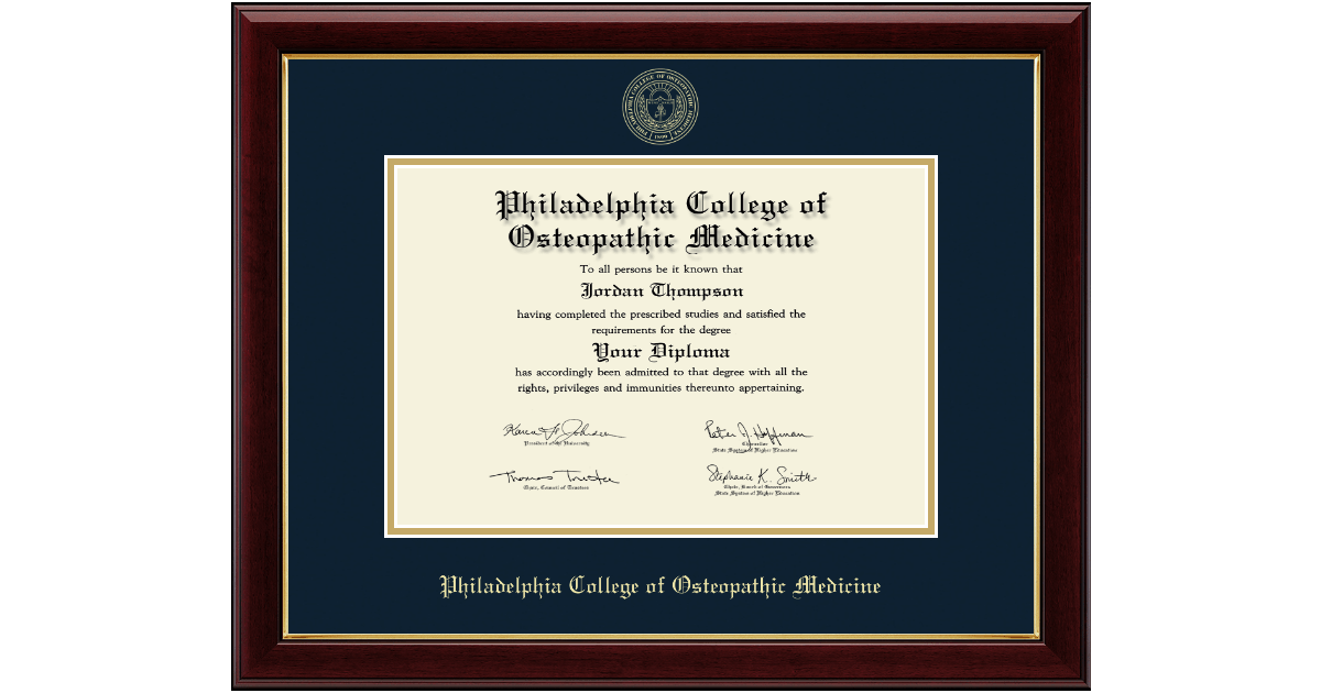 Gold Embossed Diploma Frame in Gallery Philadelphia College of