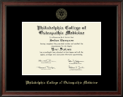 Philadelphia College of Osteopathic Medicine Gold Embossed Diploma Frame in Studio