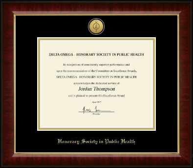 Delta Omega Honorary Society in Public Health certificate frame - Gold Engraved Medallion Certificate Frame in Murano