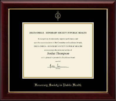Delta Omega Honorary Society in Public Health certificate frame - Gold Embossed Certificate Frame in Gallery