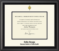 Delta Omega Honorary Society in Public Health certificate frame - Dimensions Certificate Frame in Midnight