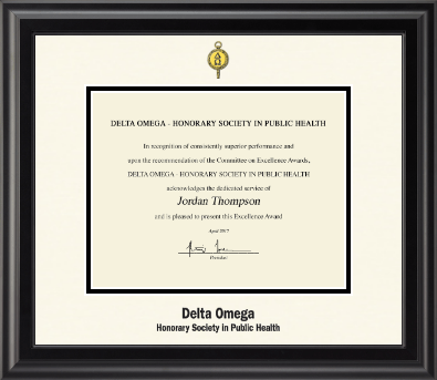Delta Omega Honorary Society in Public Health certificate frame - Dimensions Certificate Frame in Midnight