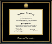 Tuskegee University Gold Engraved Medallion Diploma Frame in Onexa Gold