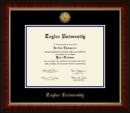Taylor University Gold Engraved Medallion Diploma Frame in Murano