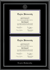 Taylor University Double Diploma Frame in Onyx Silver