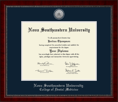 Nova Southeastern University diploma frame - Silver Engraved Medallion Diploma Frame in Sutton