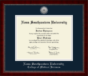 Nova Southeastern University  Silver Engraved Medallion Diploma Frame in Sutton