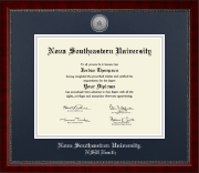 Nova Southeastern University diploma frame - Silver Engraved Medallion Diploma Frame in Sutton