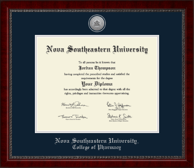 Nova Southeastern University diploma frame - Silver Engraved Medallion Diploma Frame in Sutton