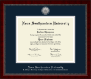 Nova Southeastern University  diploma frame - Silver Engraved Medallion Diploma Frame in Sutton