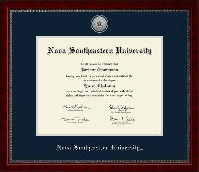 Nova Southeastern University diploma frame - Silver Engraved Medallion Diploma Frame in Sutton