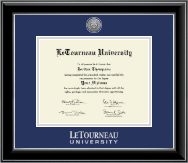 LeTourneau University Silver Engraved Medallion Diploma Frame in Onyx Silver